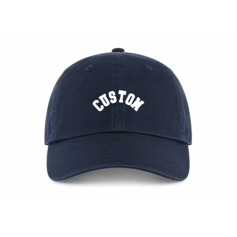 Buckle Adjustable - Dad Hat - Navy - Front with College Arched / navy / Dad Hat Adjustable design