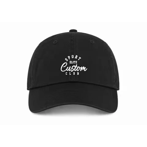Buckle Adjustable - Dad Hat - Black - Front with Sport Club Circle / black / Dad Hat Adjustable design