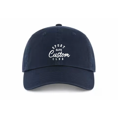 Buckle Adjustable - Dad Hat - Navy - Front with Sport Club Circle / navy / Dad Hat Adjustable design