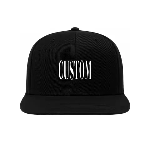 6089M Flat Brim Black front view with Vogue Cap / black / Flat Brim Snapback design