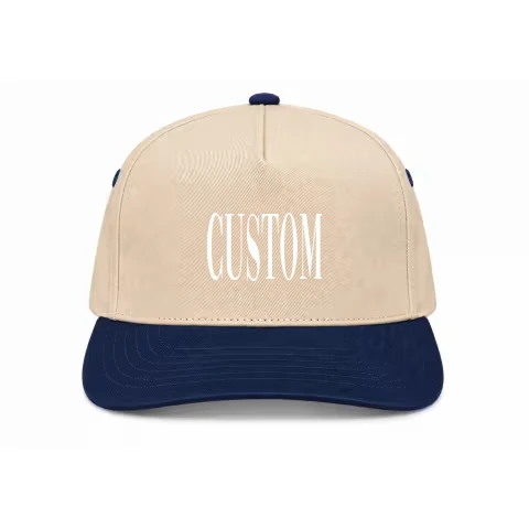 Two Tone - A Frame - Tan/Navy - Snapback - Front with Vogue Cap / Tan/Navy / A-Frame Snapback design